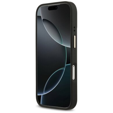 iPhone 17 Pro Guess 4G Logo Plate MagSafe dėklas – juodas 4