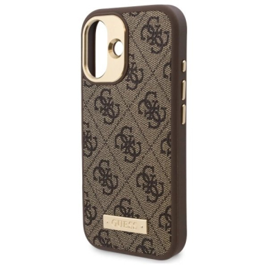 iPhone 16 – Guess 4G Logo Plate MagSafe dėklas - Rudas 5
