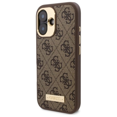 iPhone 16 Plus – Guess 4G Logo Plate MagSafe dėklas - Rudas 1