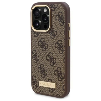 iPhone 16 Pro – Guess 4G Logo Plate MagSafe dėklas - Rudas 1