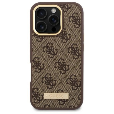 iPhone 16 Pro – Guess 4G Logo Plate MagSafe dėklas - Rudas 2