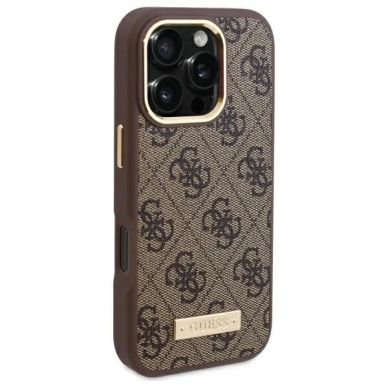 iPhone 16 Pro – Guess 4G Logo Plate MagSafe dėklas - Rudas 3