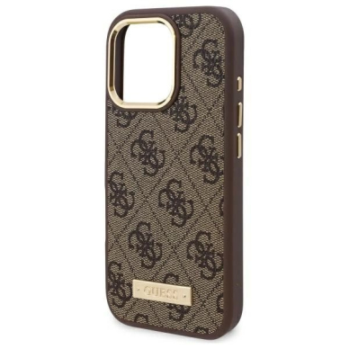 iPhone 16 Pro – Guess 4G Logo Plate MagSafe dėklas - Rudas 5