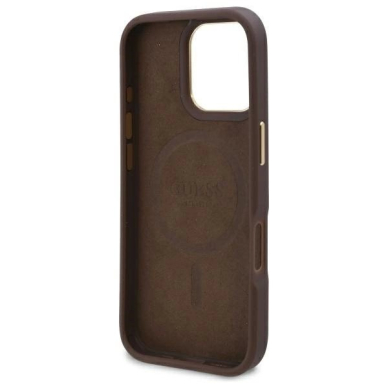 iPhone 16 Pro – Guess 4G Logo Plate MagSafe dėklas - Rudas 6