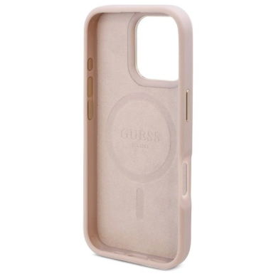 iPhone 16 Pro – Guess 4G Logo Plate MagSafe dėklas - Rožinis 6