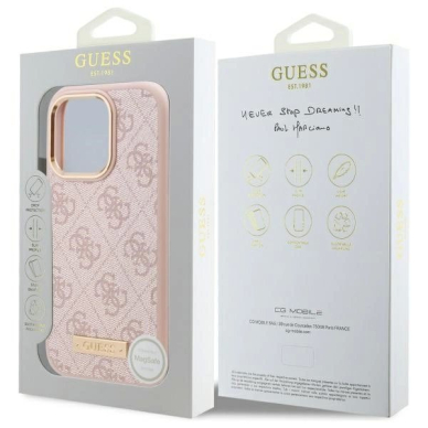 iPhone 16 Pro – Guess 4G Logo Plate MagSafe dėklas - Rožinis 7