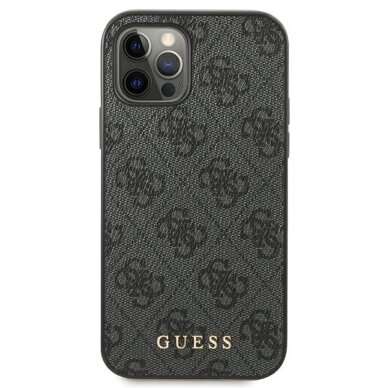 iPhone 12 / 12 Pro dėklas Guess 4G Metal Gold Logo – pilkas 2