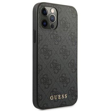 iPhone 12 / 12 Pro dėklas Guess 4G Metal Gold Logo – pilkas 3
