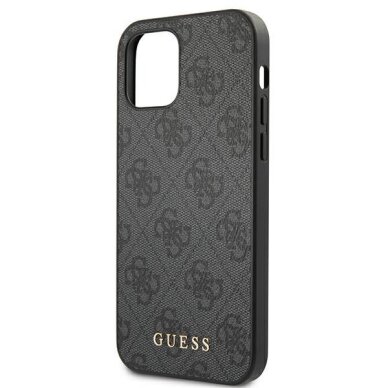 iPhone 12 / 12 Pro dėklas Guess 4G Metal Gold Logo – pilkas 5