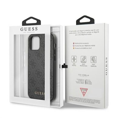 iPhone 12 / 12 Pro dėklas Guess 4G Metal Gold Logo – pilkas 7