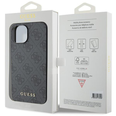 Dėklas Guess 4G Metal Auksinis Logo iPhone 15 - Pilkas 7 Dėklas Guess 4G Metal Auksinis Logo iPhone 15 - Pilkas 7