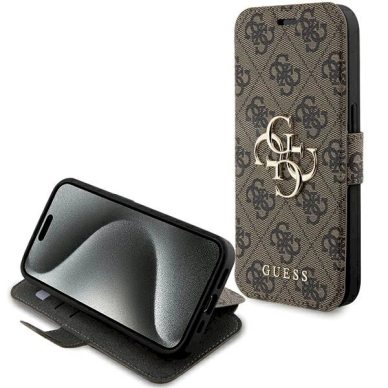 Guess 4G Metal Logo Dėklas iPhone 15 Pro Max - rudas Guess 4G Metal Logo Dėklas iPhone 15 Pro Max - rudas