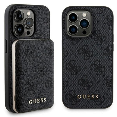 Guess 4G Metal Logo Dėklas Set iPhone 13 Pro Max + 5000mAh MagSafe Powerbank - Juodas Guess 4G Metal Logo Dėklas Set iPhone 13 Pro Max + 5000mAh MagSafe Powerbank - Juodas