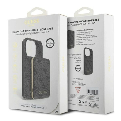 Guess 4G Metal Logo Dėklas set iPhone 14 Pro + 5000mAh MagSafe power bank - Juodas 10 Guess 4G Metal Logo Dėklas set iPhone 14 Pro + 5000mAh MagSafe power bank - Juodas 10