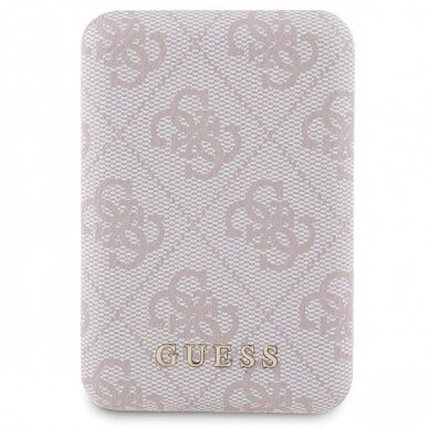 Guess 4G Metal Logo Dėklas set iPhone 15 + 5000mAh MagSafe power bank - Rožinis 7