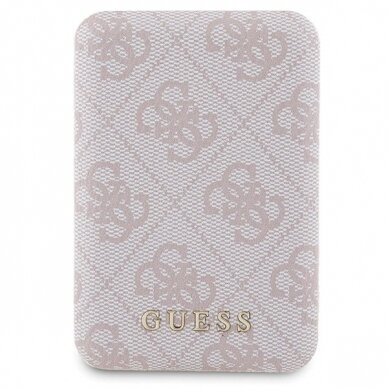 Guess 4G Metal Logo Dėklas set iPhone 15 Pro + 5000mAh MagSafe power bank - Rožinis 7