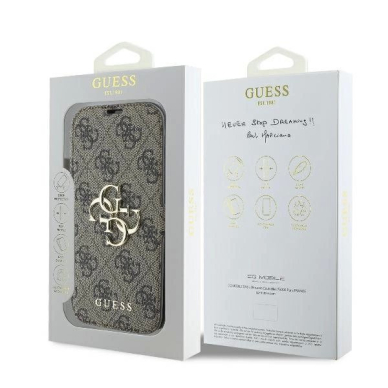 iPhone 16 Plus – Guess 4G Metal Logo dėklas - Rudas 7