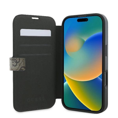 iPhone 16 Pro Guess 4G Metal Logo dėklas – rudas 5 iPhone 16 Pro Guess 4G Metal Logo dėklas – rudas 5