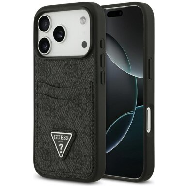iPhone 17 Pro Guess 4G Nauble Card Triangle dėklas – juodas