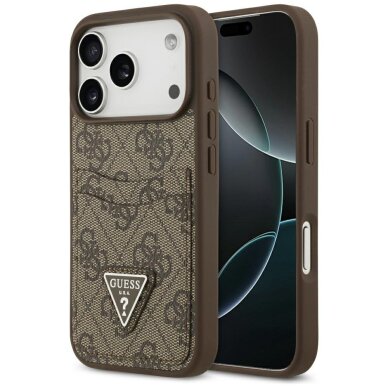 iPhone 17 Pro Guess 4G Nauble Card Triangle dėklas – rudas iPhone 17 Pro Guess 4G Nauble Card Triangle dėklas – rudas