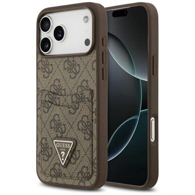iPhone 17 Pro Max Guess 4G Nauble Card Triangle dėklas – rudas iPhone 17 Pro Max Guess 4G Nauble Card Triangle dėklas – rudas