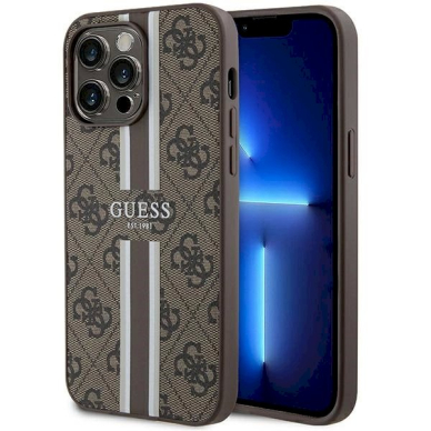 Originalus Guess dėklas 4G Printed Stripes MagSafeiPhone 15 Pro Max - Rudas Originalus Guess dėklas 4G Printed Stripes MagSafeiPhone 15 Pro Max - Rudas