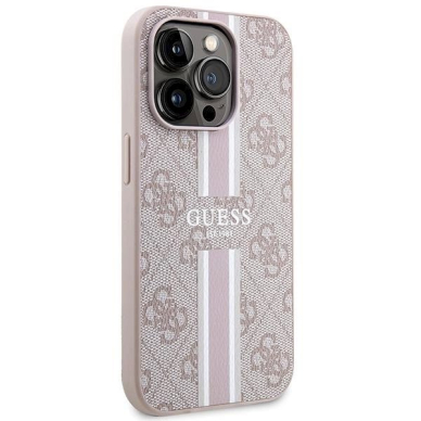 Guess 4G Printed Stripes MagSafe Dėklas iPhone 15 Pro Max - rožinis 3 Guess 4G Printed Stripes MagSafe Dėklas iPhone 15 Pro Max - rožinis 3
