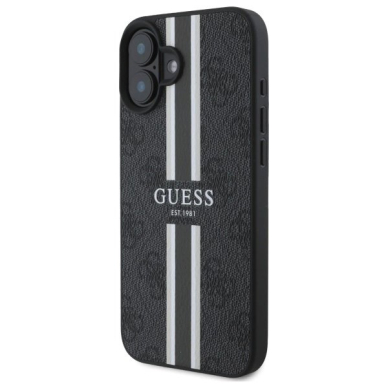 Dėklas Guess 4G Printed Stripes MagSafe iPhone 16 - Juodas 1 Dėklas Guess 4G Printed Stripes MagSafe iPhone 16 - Juodas 1