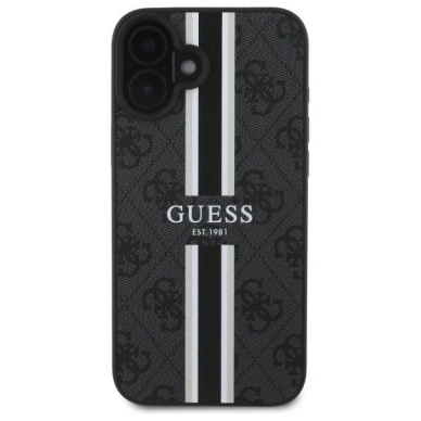 Dėklas Guess 4G Printed Stripes MagSafe iPhone 16 - Juodas 2 Dėklas Guess 4G Printed Stripes MagSafe iPhone 16 - Juodas 2