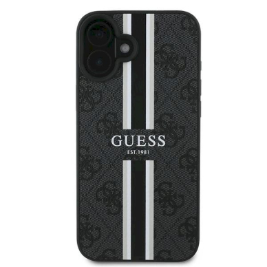 Guess 4G Printed Stripes MagSafe Dėklas iPhone 16 Plus - juodas 2 Guess 4G Printed Stripes MagSafe Dėklas iPhone 16 Plus - juodas 2