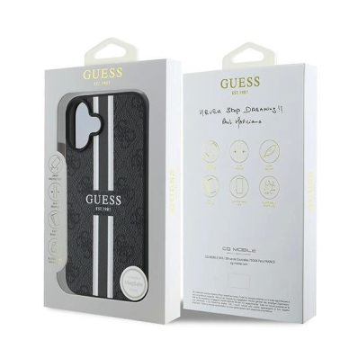 Guess 4G Printed Stripes MagSafe Dėklas iPhone 16 Plus - juodas 7 Guess 4G Printed Stripes MagSafe Dėklas iPhone 16 Plus - juodas 7