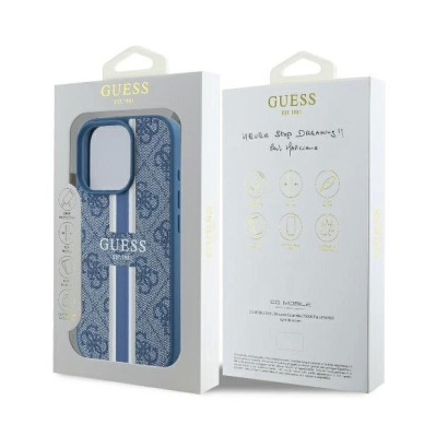 iPhone 16 Pro – Guess 4G Printed Stripes MagSafe dėklas - Mėlynas 7