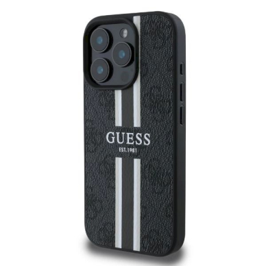 Guess 4G Printed Stripes MagSafe Dėklas iPhone 16 Pro Max - juodas 2 Guess 4G Printed Stripes MagSafe Dėklas iPhone 16 Pro Max - juodas 2