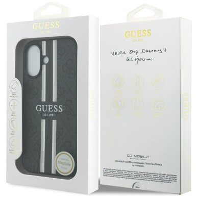 iPhone 17 Guess 4G Printed Stripes MagSafe dėklas – juodas 7