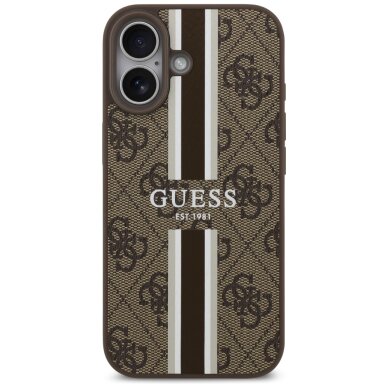 iPhone 17 Guess 4G Printed Stripes MagSafe dėklas – rudas 2