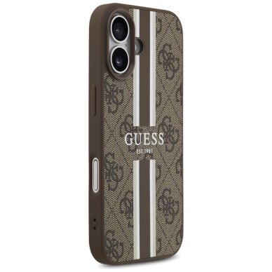 iPhone 17 Guess 4G Printed Stripes MagSafe dėklas – rudas 3