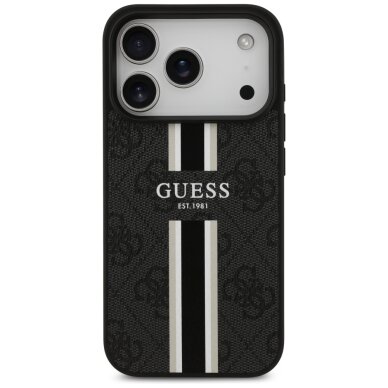 iPhone 17 Pro Guess 4G Printed Stripes MagSafe dėklas – juodas 2