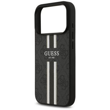 iPhone 17 Pro Guess 4G Printed Stripes MagSafe dėklas – juodas 5