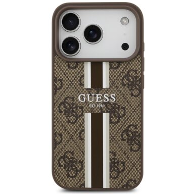 iPhone 17 Pro Guess 4G Printed Stripes MagSafe dėklas – rudas 2