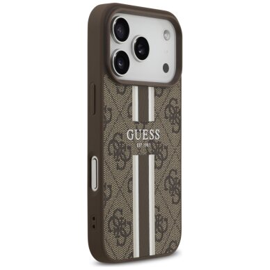 iPhone 17 Pro Guess 4G Printed Stripes MagSafe dėklas – rudas 3