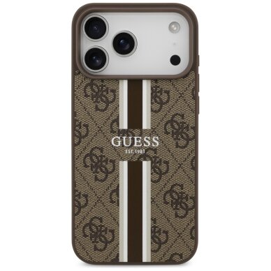 iPhone 17 Pro Max Guess 4G Printed Stripes MagSafe dėklas – rudas 2 iPhone 17 Pro Max Guess 4G Printed Stripes MagSafe dėklas – rudas 2