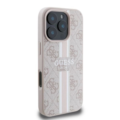 Guess 4G Printed Stripes MagSafe iPhone 16 Pro dėklas - rožinis 1