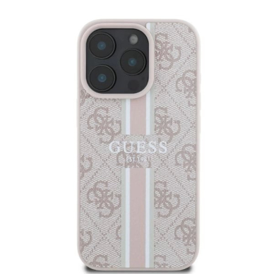 Guess 4G Printed Stripes MagSafe iPhone 16 Pro dėklas - rožinis 2 Guess 4G Printed Stripes MagSafe iPhone 16 Pro dėklas - rožinis 2