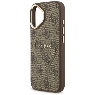 iPhone 17 Guess 4G PU Classic Logo MagSafe dėklas – rudas 5