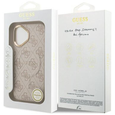 iPhone 17 Guess 4G PU Classic Logo MagSafe dėklas – rožinis 7