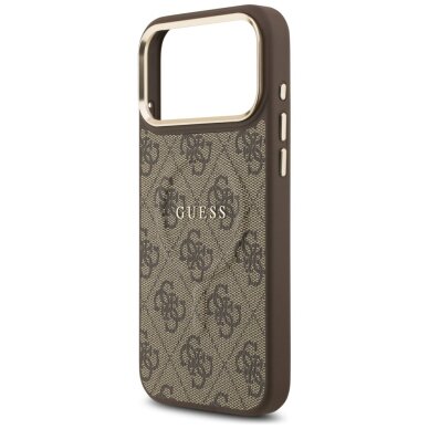 iPhone 17 Pro Max Guess 4G PU Classic Logo MagSafe dėklas – rudas 5