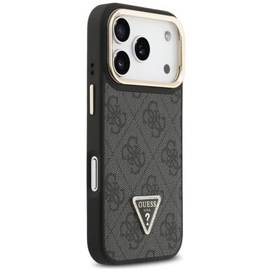 iPhone 17 Pro Guess 4G PU Triangle Logo & Stand Camera MagSafe dėklas – juodas 3