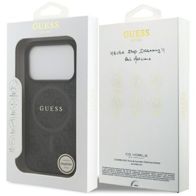 iPhone 17 Pro Guess 4G Ring Classic Logo MagSafe dėklas – juodas 7