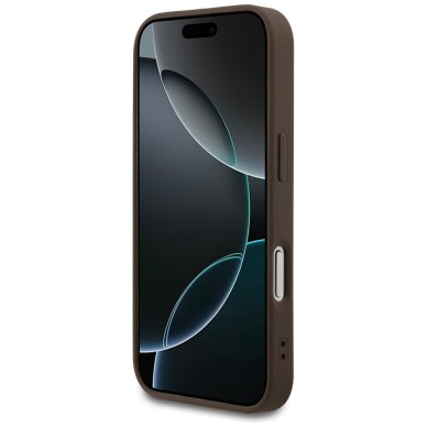 iPhone 17 Pro Guess 4G Ring Classic Logo MagSafe dėklas – rudas 4