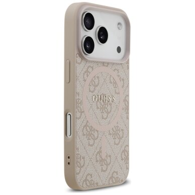 iPhone 17 Pro Guess 4G Ring Classic Logo MagSafe dėklas – rožinis 3